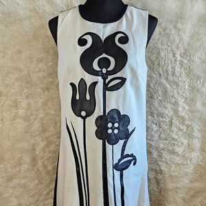 Victoria Beckman for Target Women's White and Black Floral Sleevesless Dress S